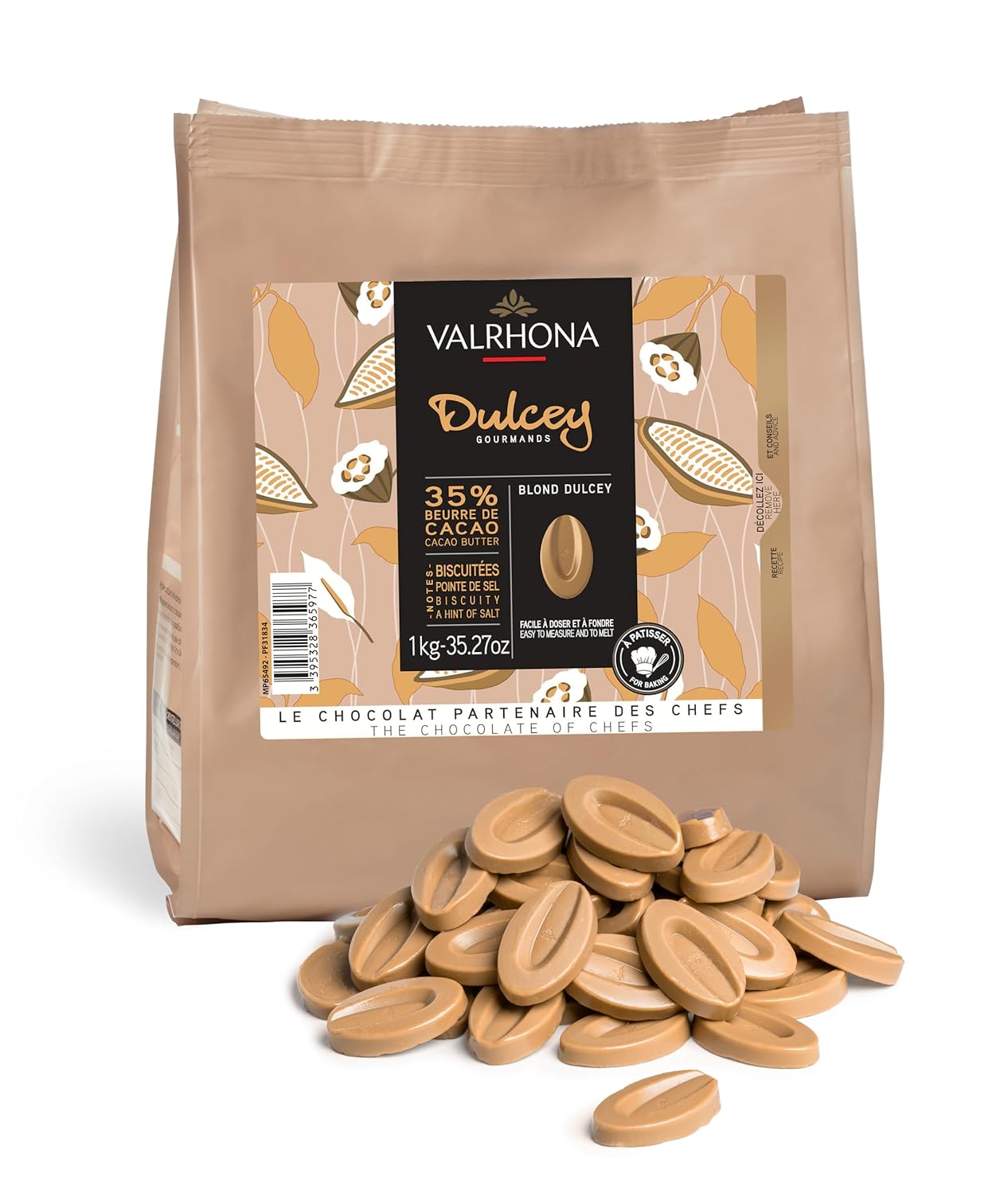 Valrhona Premium Blonde Chocolate Discs for Baking and Desserts