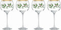 Lenox Holiday 4-Piece Wine Balloon Glass Set - Festive Gold Rim