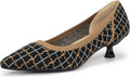 youngshow Women's Kitten Heels Pointed Toe Knit Slip On (Style WS47)