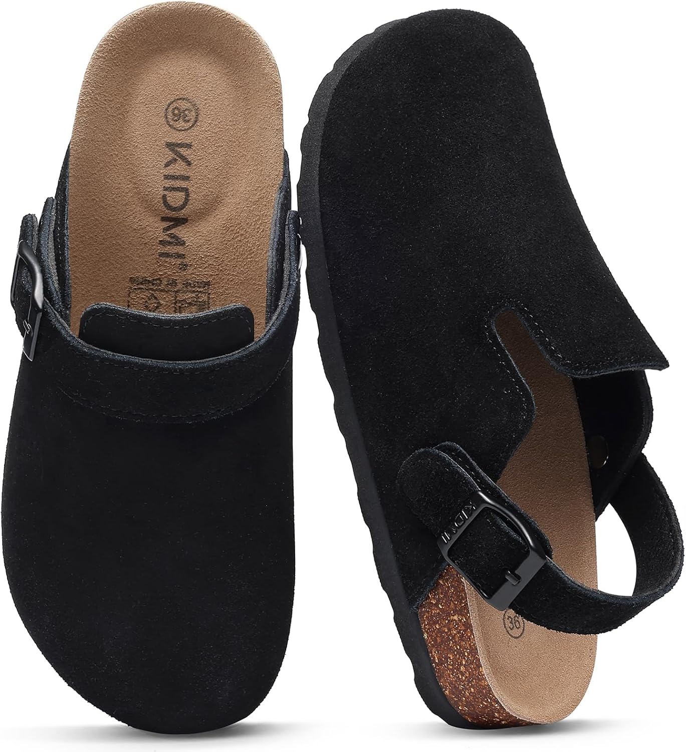 KIDMI Women's Suede Clogs with Back Strap for Ultimate Comfort