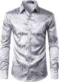 Men's Luxury Jacquard Satin Dress Shirt - Silk-Like Shine