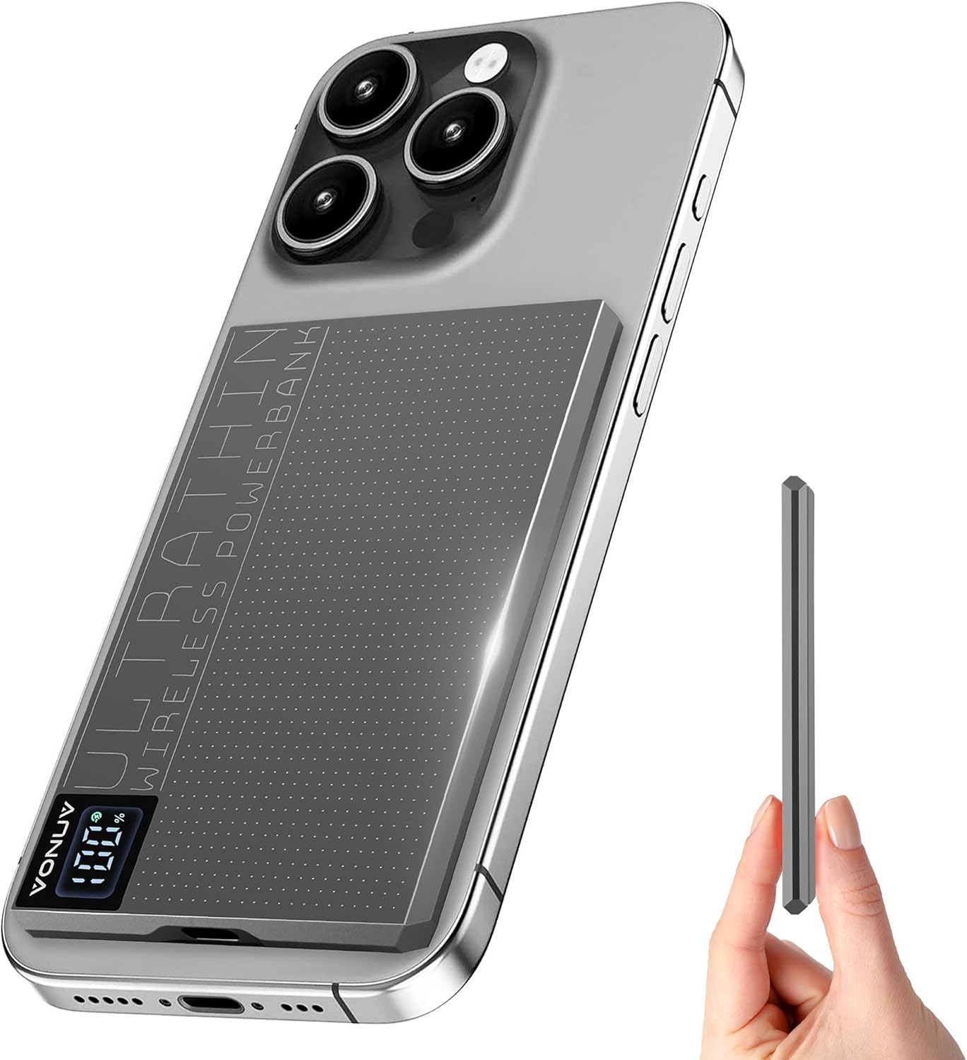 Magnetic Portable Charger 5000mAh with 15W Wireless Charging