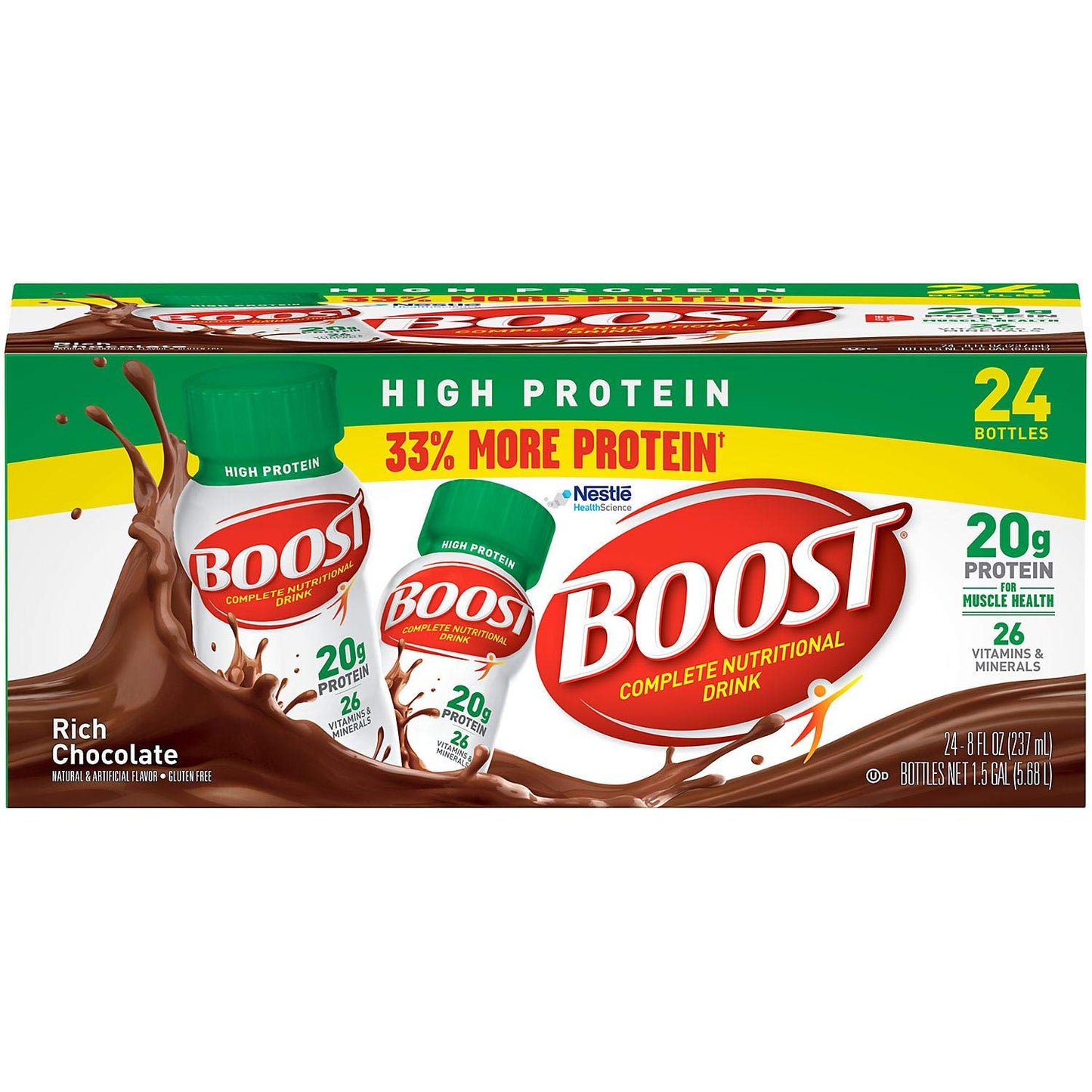 Boost High-Protein Chocolate Drink - 24 Pack of 8 oz. Bottles