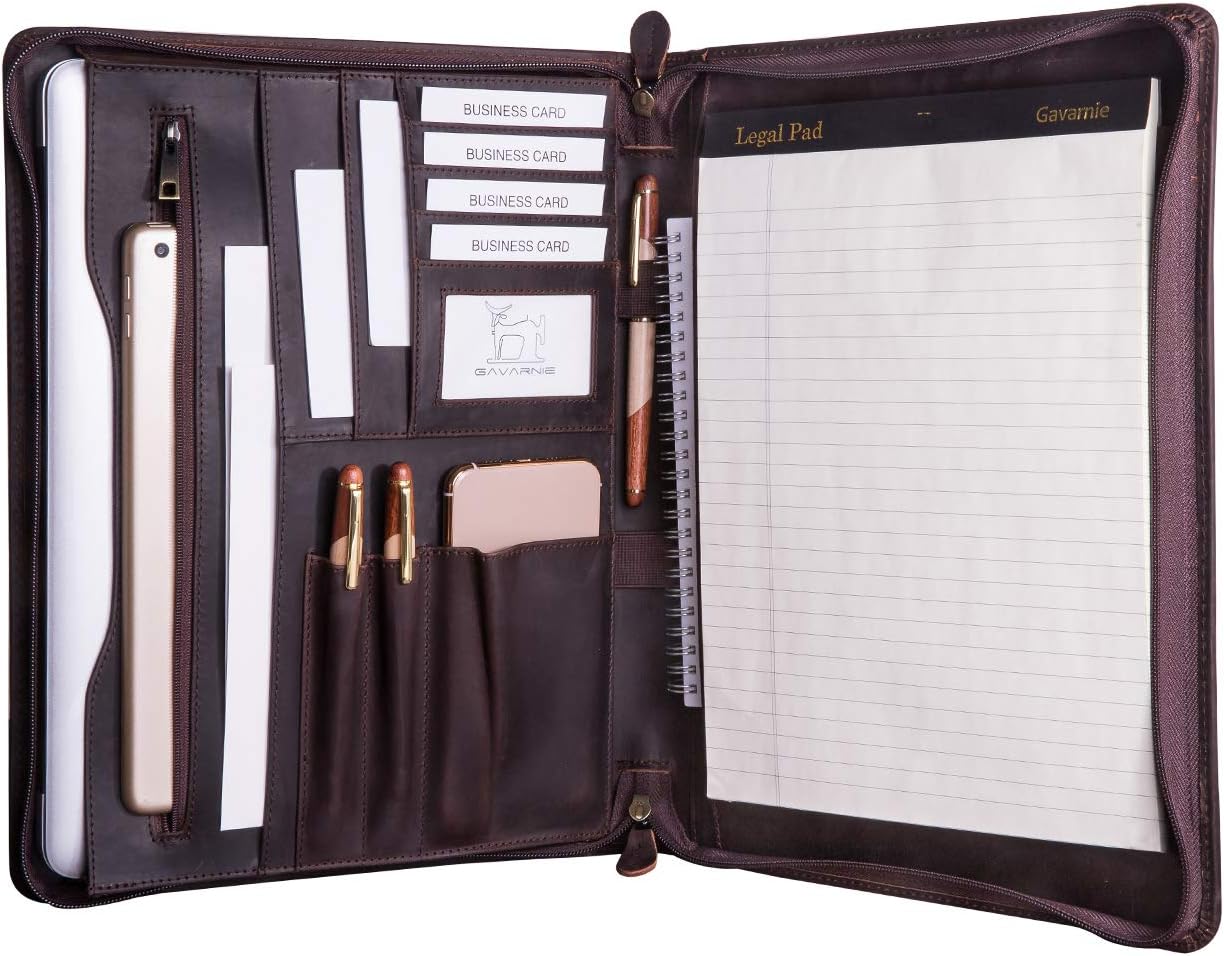 Genuine Leather Professional Business Portfolio Padfolio Folder
