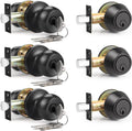 Entry Door Knob and Deadbolt 3 Pack Set in Matte Black - Keyed Alike
