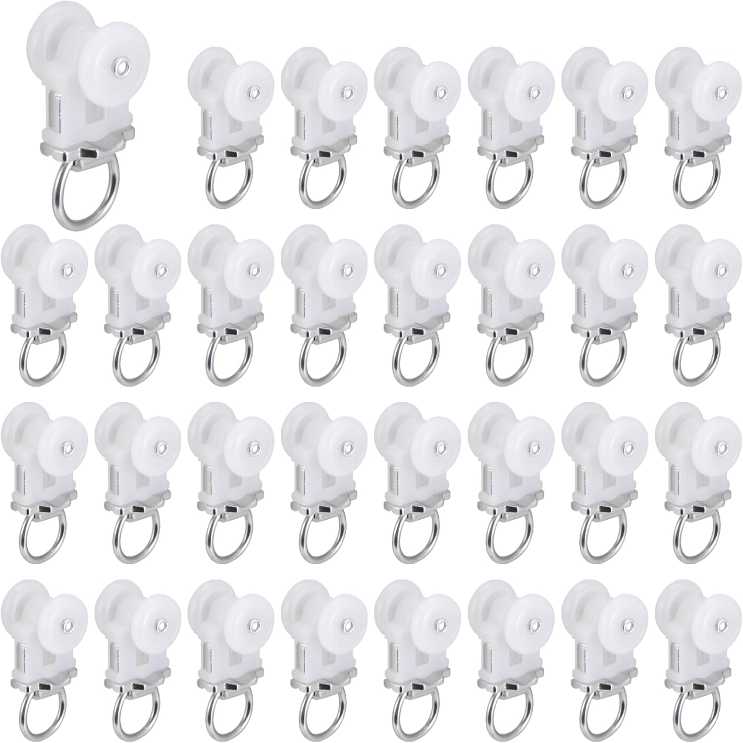 HUIKANGSHENG 40PC Dual Wheel Ceiling Glider Set - Easy Curtain Track Installation