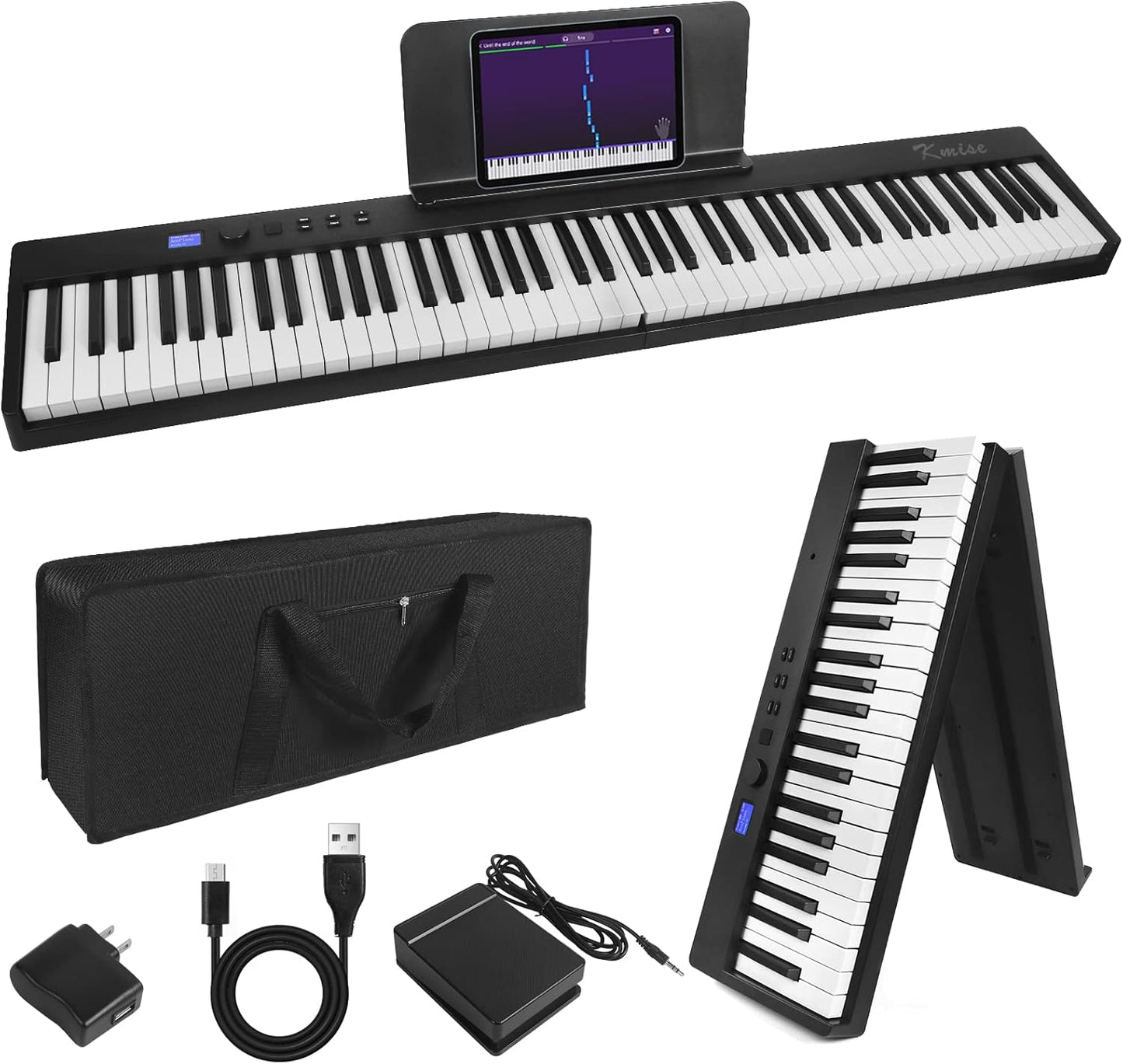 Kmise Foldable 88-Key Electric Keyboard with Bluetooth