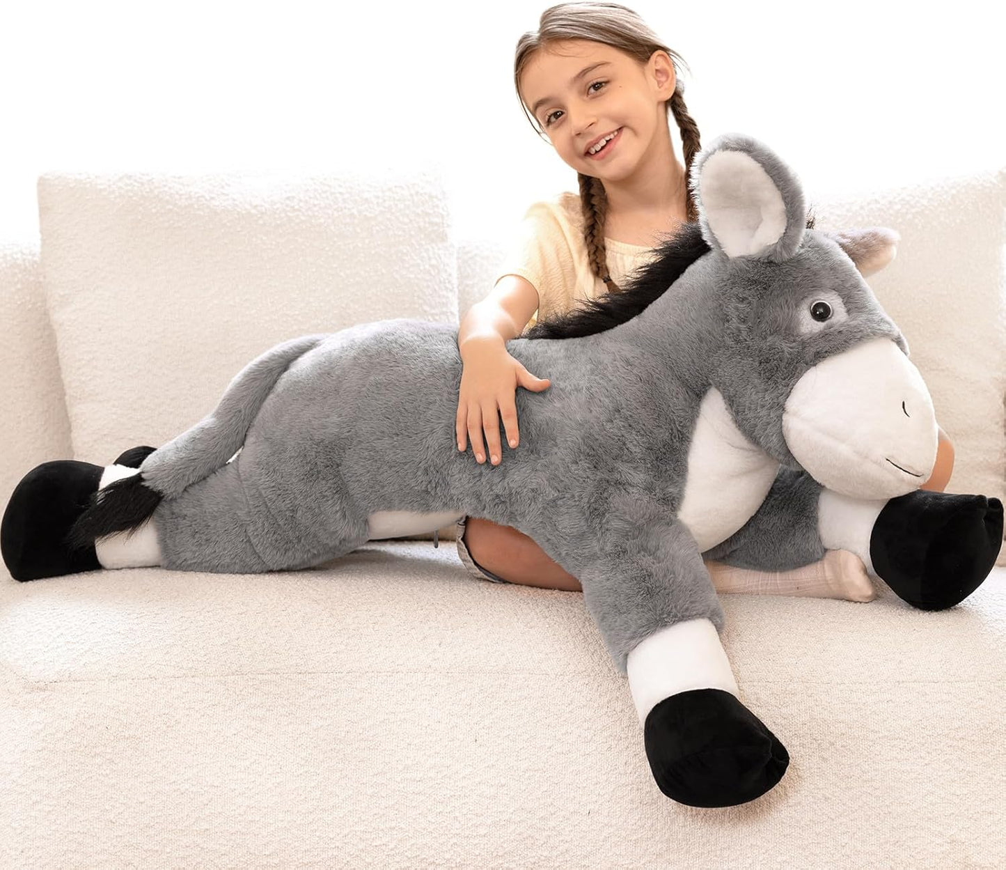 Giant Donkey Stuffed Animal Pillow for Kids and Adults Comfort
