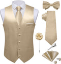 DiBanGu Mens Satin Suit Vest and Tie Set - 8PC Formal Waistcoat Set
