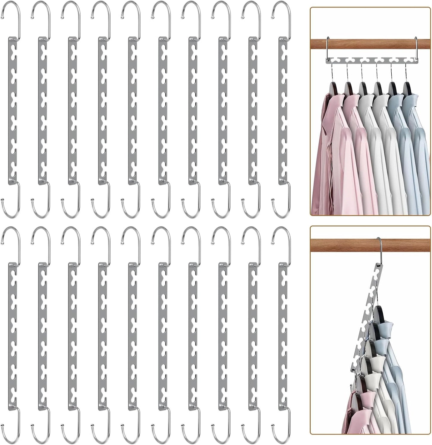 Space Saving Hangers for Clothes 20 Pack - Sturdy Metal Hangers