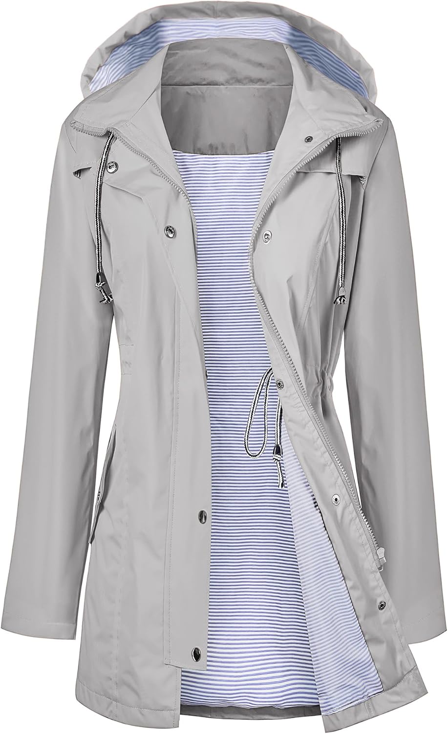 LOMON Raincoat Women Waterproof Long Hooded Trench Coats