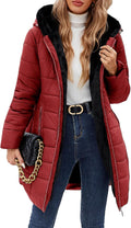 Women's Winter Fleece Warm Coat Windproof Slim Fit Long Down Jacket