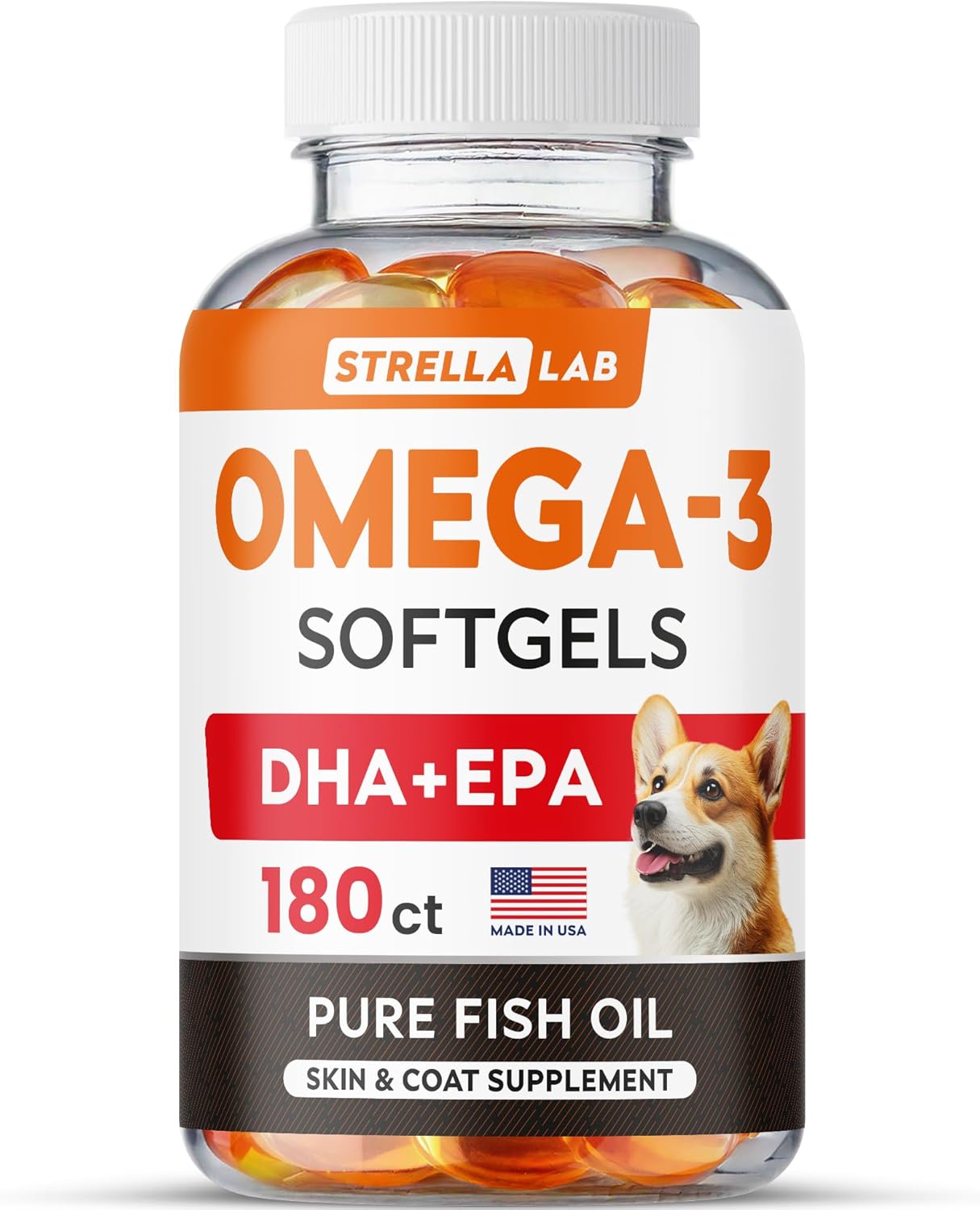 StrellaLab Omega 3 Fish Oil Pills for Dogs - No Fishy Smell