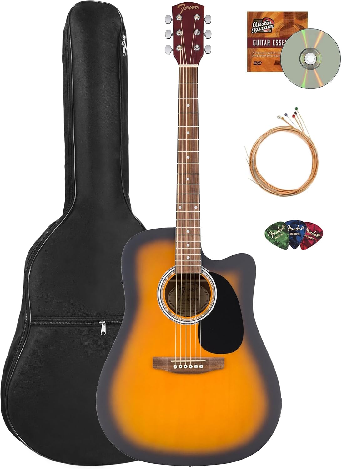 Fender FA Series Dreadnought Acoustic-Electric Guitar Bundle