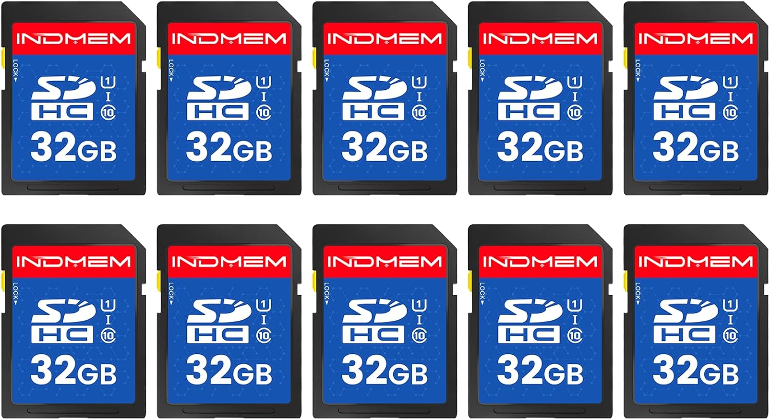 INDMEM 32GB SD Card 10-Pack for High-Speed Reliable Storage