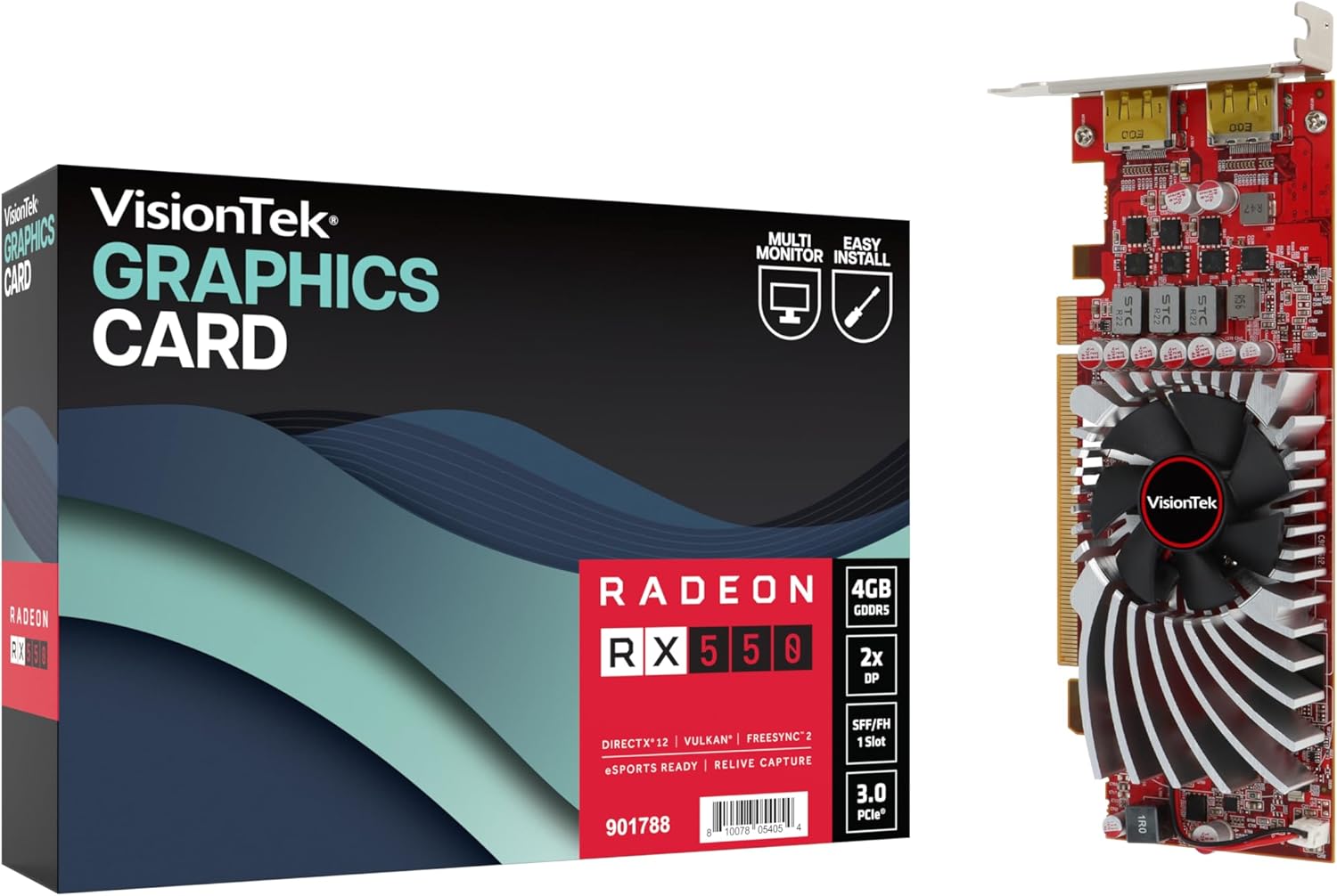 VisionTek AMD Radeon RX 550 4GB GDDR5 Low Profile Graphics Card