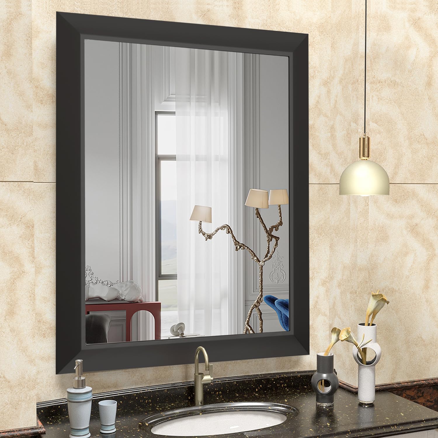 SMIROR Matte Black Bathroom Mirror for Stylish Home Decor