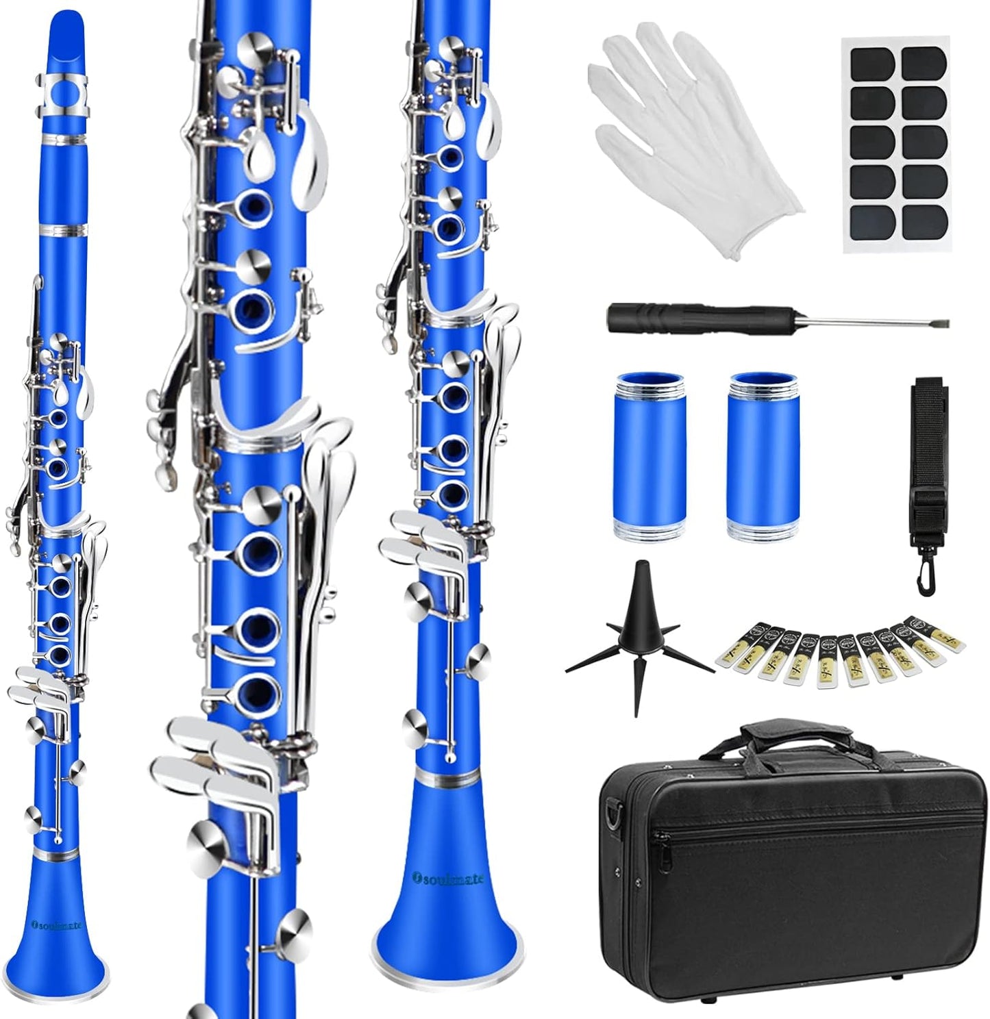 Soulmate Bb Flat 17 Nickel Keys Beginner Clarinet with Kit