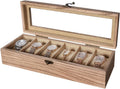 Wooden Watch Box with Glass Lid - 6 Slots