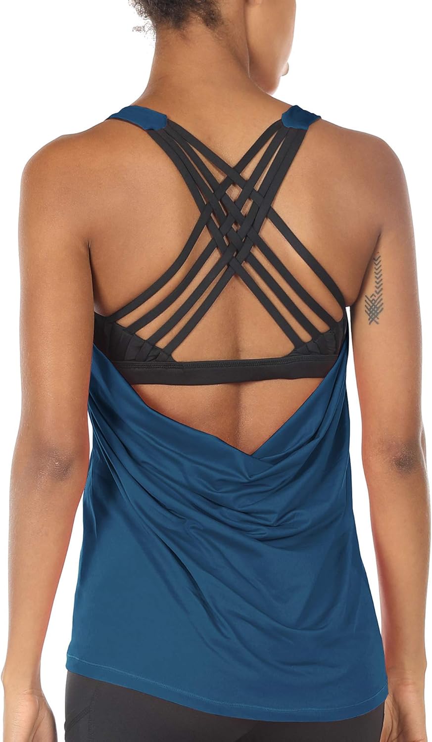 icyzone Women's Open Back Workout Yoga Tank Tops with Bra