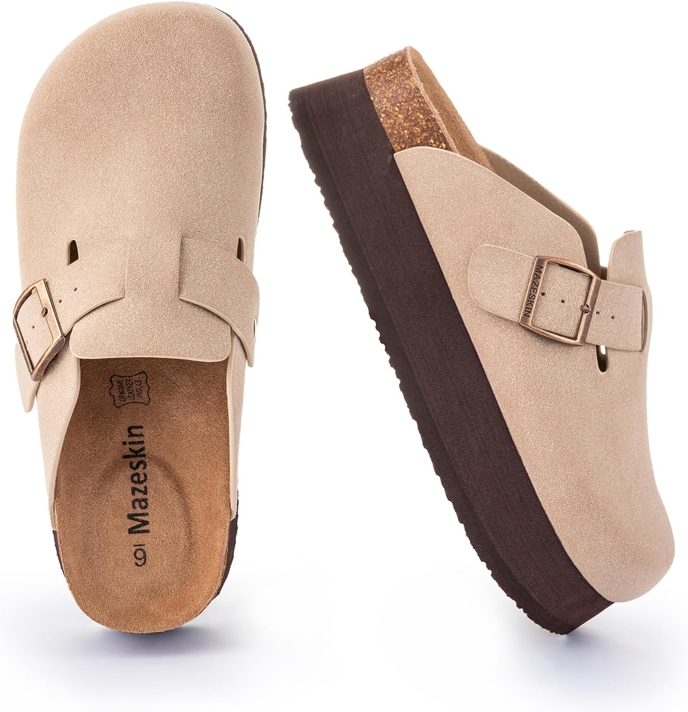 Genuine Leather Platform Orthopedic Clogs for Plantar Fasciitis