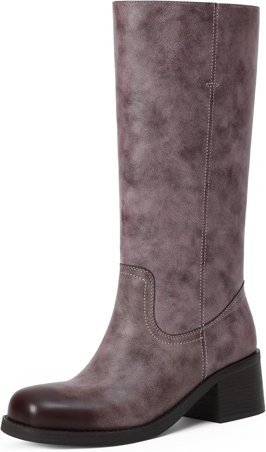 Mid Calf Boots for Women Chunky Block Heel Stylish Casual Wear