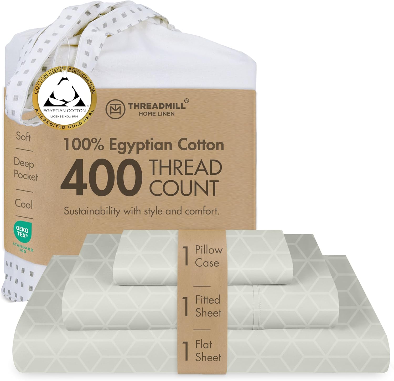 Threadmill Egyptian Cotton Twin XL Sheets Set for Cozy Sleep