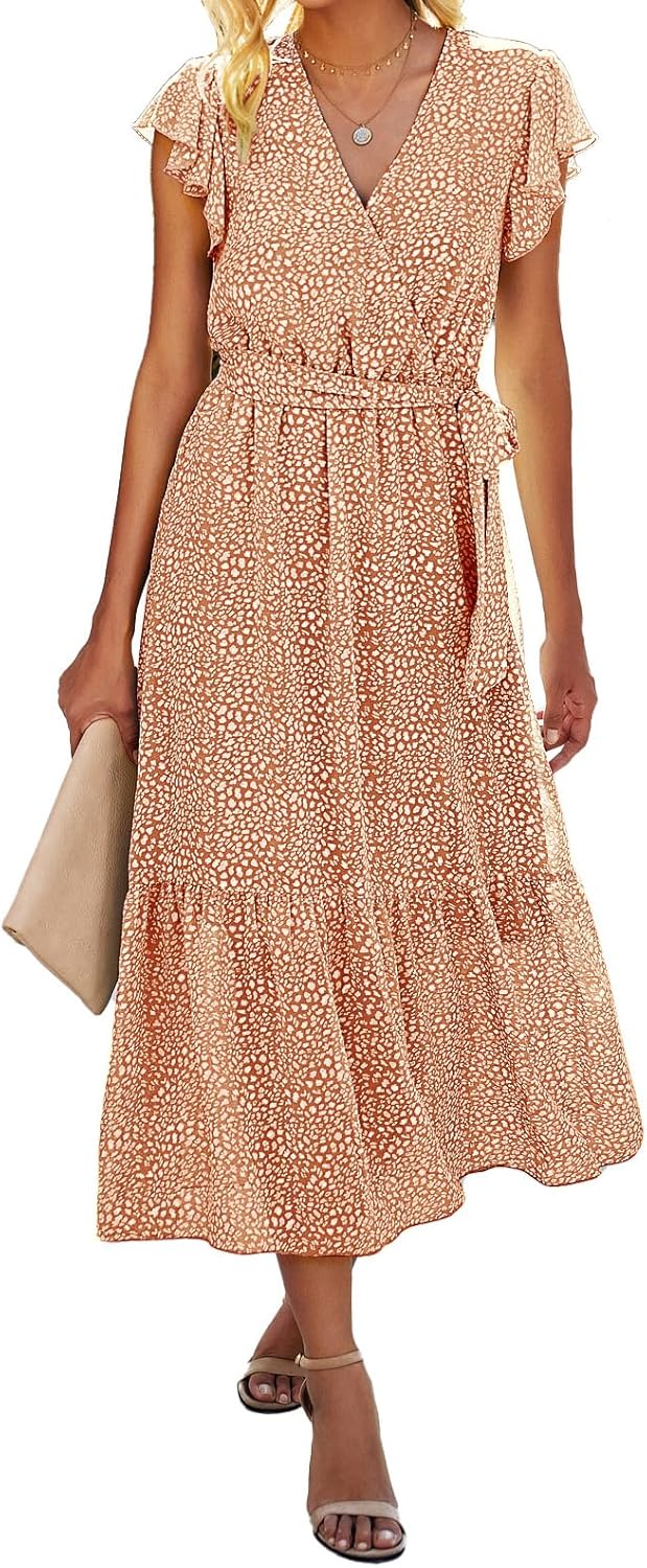BTFBM Women Summer Bohemian Floral Midi Sun Dress for All Occasions