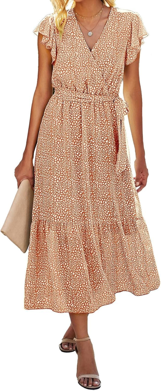 BTFBM Women Summer Bohemian Floral Midi Sun Dress for All Occasions