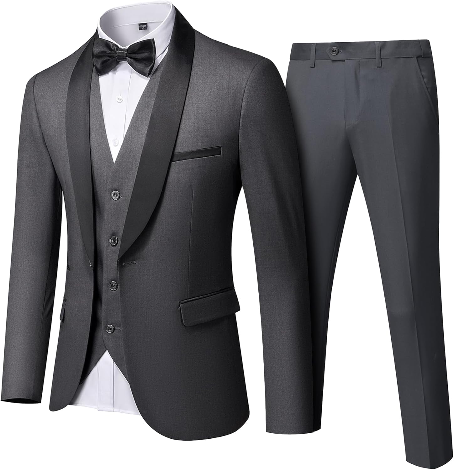 YND Men's 3 Piece Tuxedo Set with Bow Tie for Any Occasion