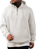 Mens Cotton Quarter Zip Hoodies for Men - Lightweight Casual Pullover