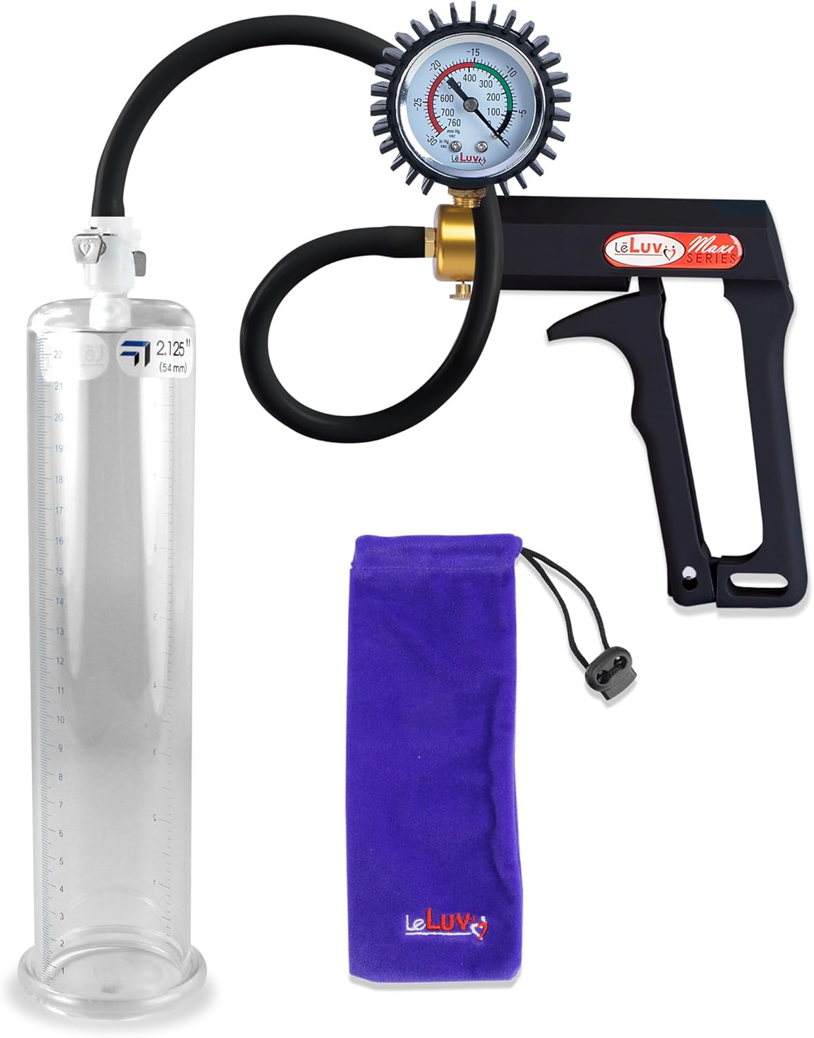 LeLuv Black Maxi Penis Pump with Premium Silicone Hose Kit