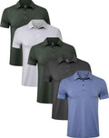 TELALEO Mens Polo Shirts Quick Dry 4/5 Pack - Performance Golf Tee