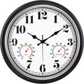 16 in Silver Vintage Waterproof Wall Clock with Thermometer