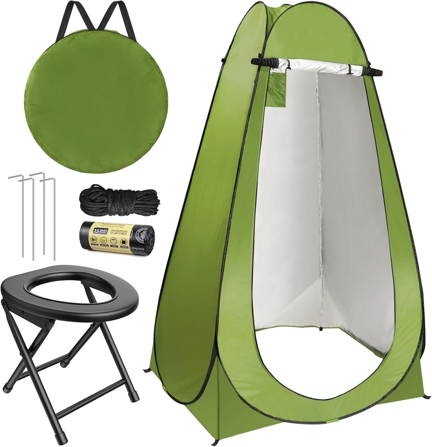 UGarden Portable Toilet Kit: Foldable Privacy Tent & Washable 300LBS Capacity!