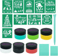 Christmas Silk Screen Stencils Set 19PCS - Reusable Self-Adhesive Mesh