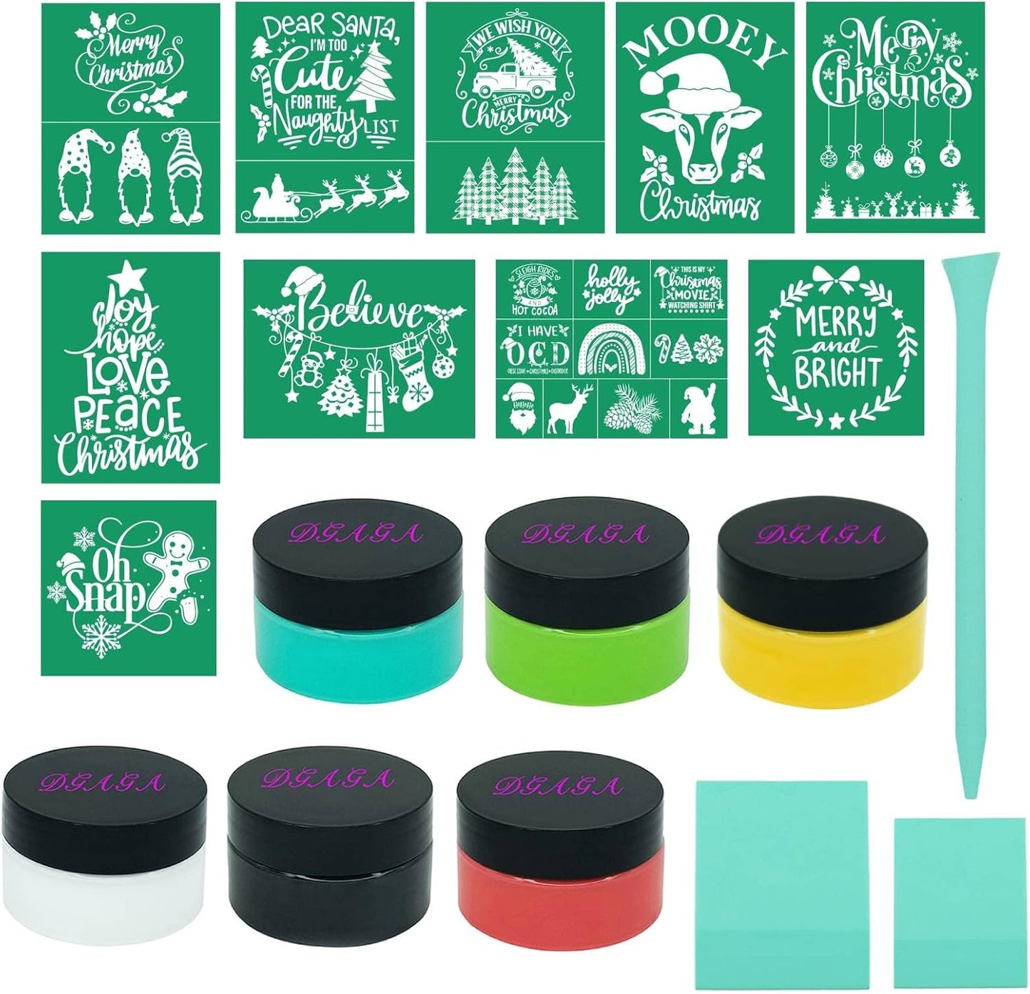 DGAGA 19PCS Christmas Silk Screen Stencils for Holiday Crafts