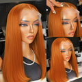 Ginger Orange Bob Wig Human Hair 13x4 Lace Front - Natural Short Bob