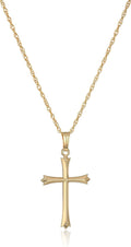 Ladies 14k Gold Filled Polished Embossed Cross Pendant Necklace