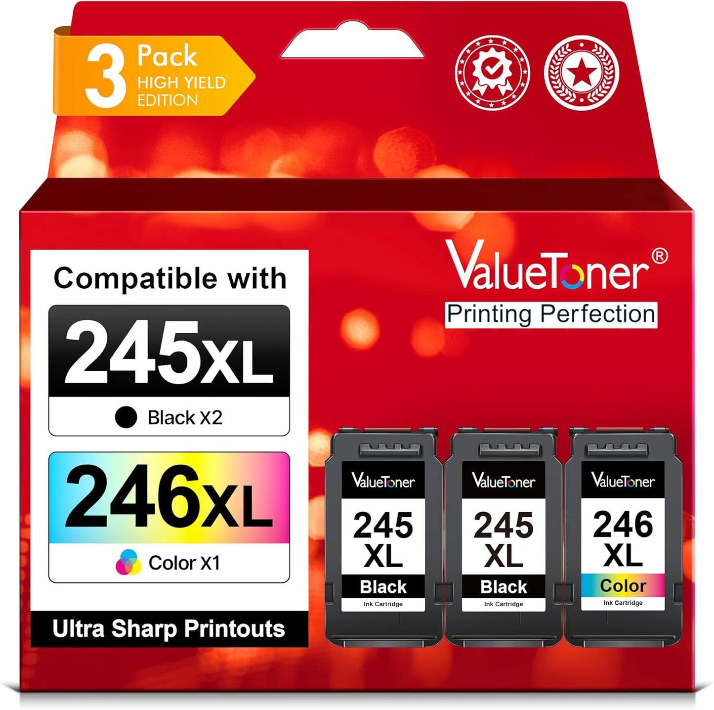 245XL Ink Cartridge Combo Pack for Canon Printers - High Yield