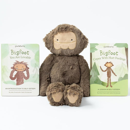 Bigfoot Kin & Books Set | Soft Plush for Ages 0+ | Boosts Self-Esteem