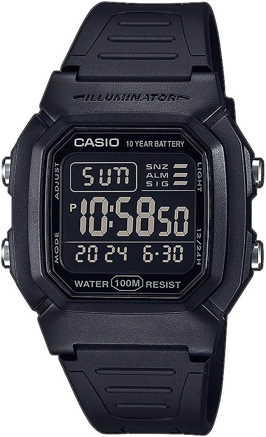 Casio Unisex Digital Watch, Sleek Black Design