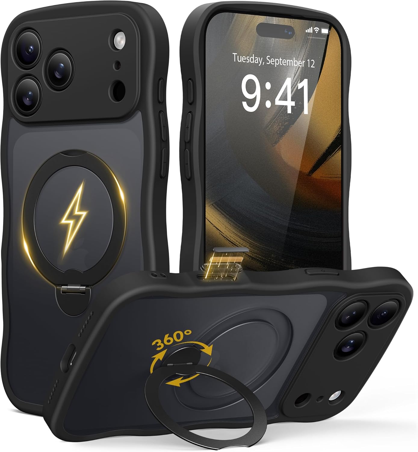GolbinBox iPhone 17 Pro Case with 360 Spin Magnetic Stand