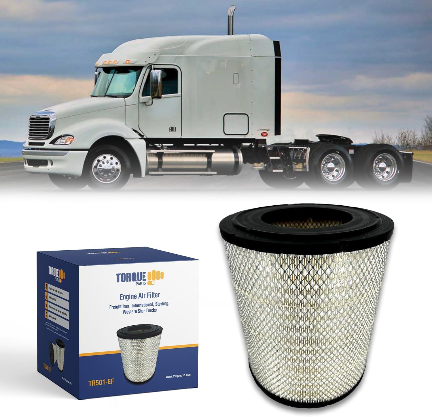 TORQUE Engine Air Filter for Freightliner Trucks - High Performance