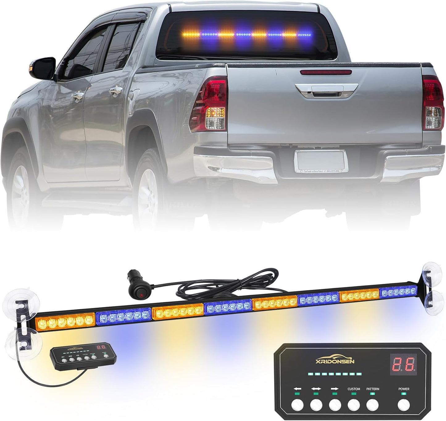 XRIDONSEN 35 Inch Amber Blue Traffic Advisor Light Bar Review