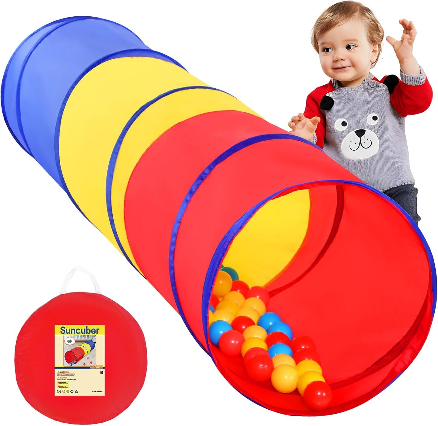 Colorful Pop-Up Tunnel: Indoor-Outdoor Fun for Kids & Pets - Suncuber