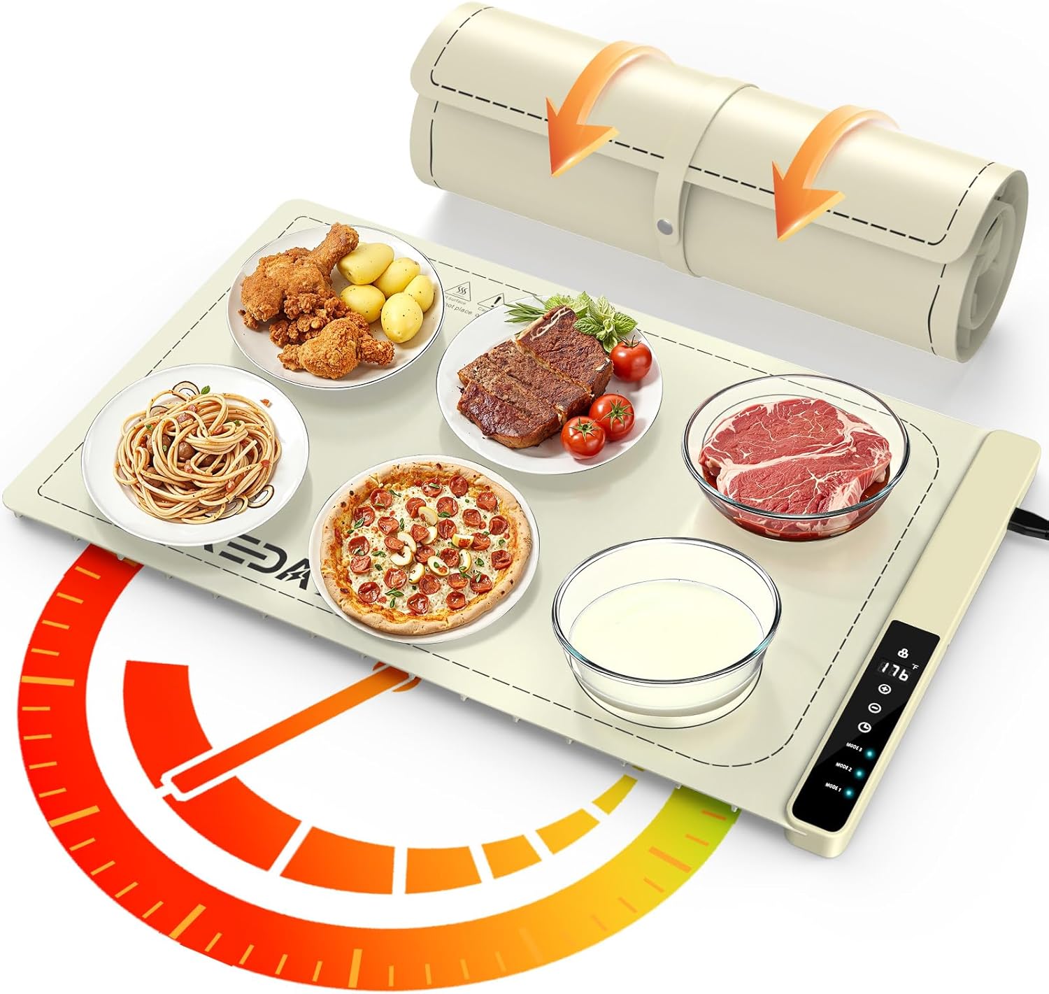Food Warming Mat with 3-Zone Heating Mode for Daily Use
