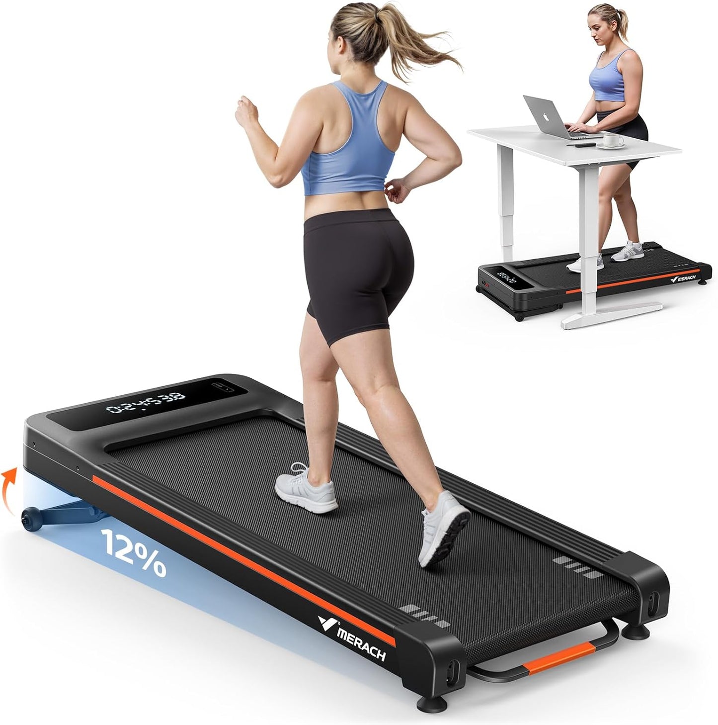 MERACH W50 Walking Pad Treadmill for Home with Auto Incline