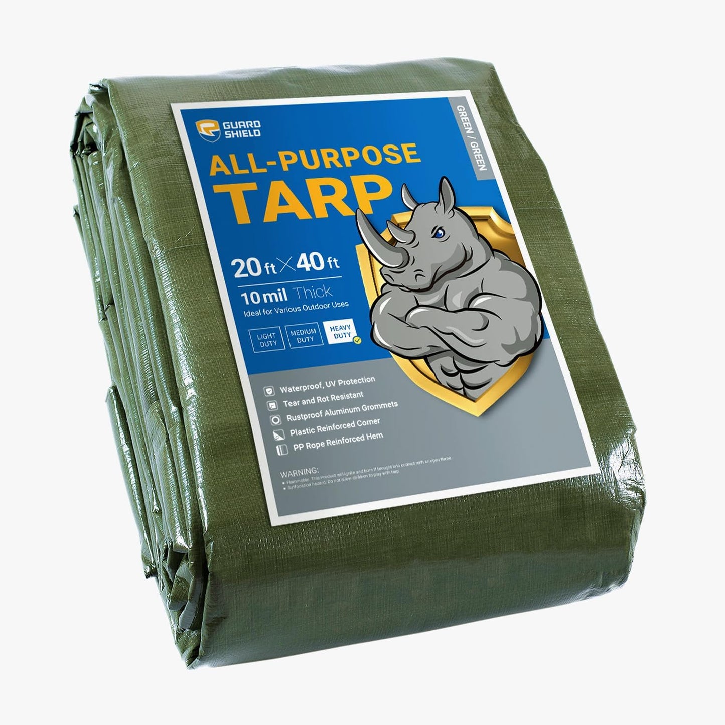 GUARD SHIELD Heavy Duty Tarp 20x40 Feet Waterproof Cover