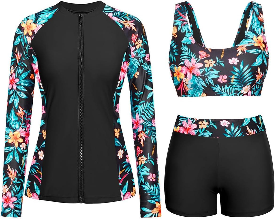 Holipick Long Sleeve Swimsuits for Women - 3 Piece Set